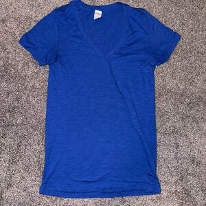VS PINK Women's Royal Blue V-Neck, Short-Sleeved T-Shirt